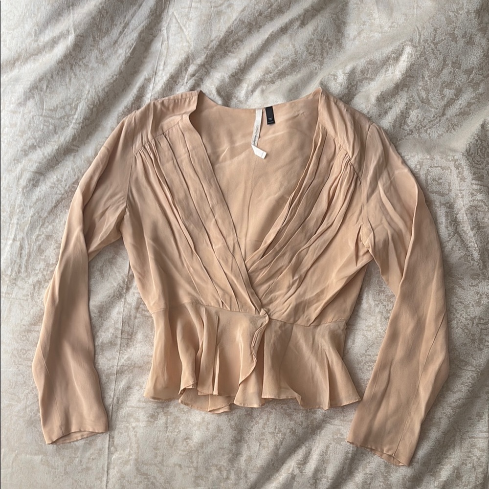 Topshop Boutique 100% Silk Peach Blouse